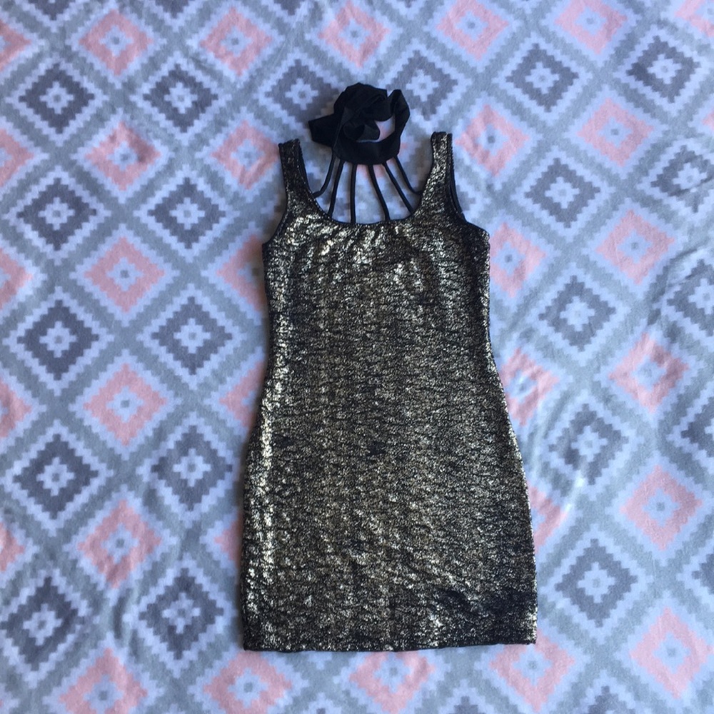 Gold silver speckled dress